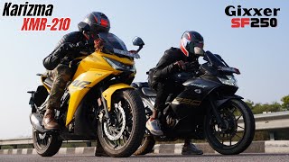 Hero Karizma XMR 210 vs Suzuki Gixxer SF 250 Drag Race [upl. by Rossie]