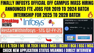 Infosys Biggest Official Mass Hiring Announced  20242019  20252028 Batch  Infosys Direct Hiring [upl. by Cacka]