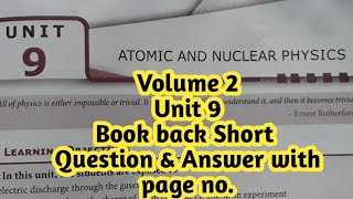 Class 12physicsvolume 2unit 9Atimic and nuclear physicsbook back short question amp Answer [upl. by Tuppeny]