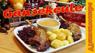 Gänsekeule mit Glühweinsoße Rotkohl und gebutterten Miniklößen [upl. by Rehprotsirhc360]