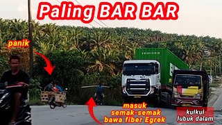 Paling brutal aksi truk trailer dan truk balak di tanjakan sepeda motor nyungsep buat spot jantung [upl. by Reivaz372]