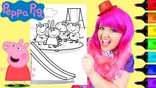 Coloring Peppa Pig amp Friends Merry Go Round Coloring Page Prismacolor Markers  KiMMi THE CLOWN [upl. by Fleda]