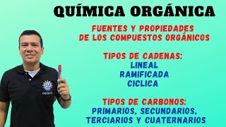 QUIMICA ORGANICA TIPOS DE CADENAS CARBONADAS LINEAL RAMIFICADA Y CICLICA Y TIPOS DE CARBONOS [upl. by Garibald]