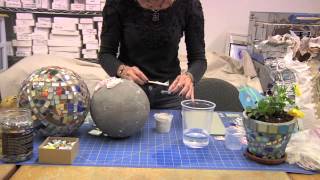 How to Use Thinset to Attach Mosaic Pieces to a Gazing Ball [upl. by Keheley]