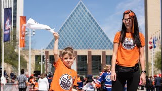 Oiler fans rally ahead of game four against the Flames [upl. by Tertia488]