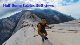 Half Dome  Going up the Half Dome Cables in Yosemite National Park 360 Virtual Reality view [upl. by Marya]