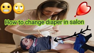 how to change diaper in salon 🙄diaper change routine 😁 kids diaper change 4year boy boy baby [upl. by Pompea885]