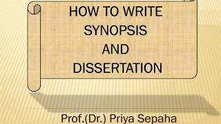 How to write Synopsis and Dissertation [upl. by Misa536]