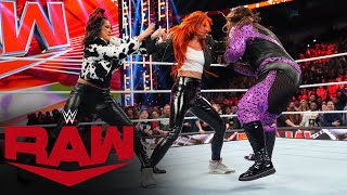 Becky Lynch Bayley and Nia Jax get into a preRoyal Rumble scuffle Raw highlights Jan 22 2024 [upl. by Suiradel385]