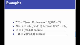 Integer congruence Screencast 313 [upl. by Itsim]