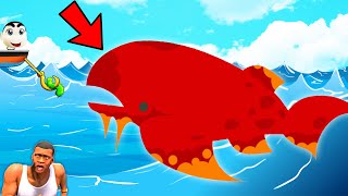 SHINCHAN Caught LAVA FISH MAGMER in CAT GOES FISHING with CHOP [upl. by Ytoc]