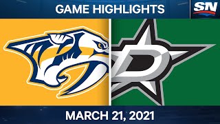 NHL Game Highlights  Predators vs Stars – Mar 21 2021 [upl. by Wilmott142]