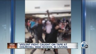 Violent fight caught on tape at Churchill High School in Livonia [upl. by Llednil]