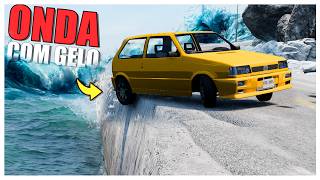 Escapando da onda GIGANTE com GELO no BeamNG Drive com Mods [upl. by Ytirev419]