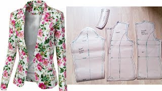 How to draft Womens Jacket Blazer  NotchedCollar Jacket  Pattern drafting [upl. by Bale633]