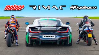 MotoGP Bike v Rimac Nevera v Turbo Hayabusa DRAG RACE [upl. by Edd178]