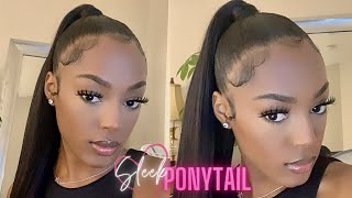 ULTRA Sleek Ponytail Tutorial 💕  Natural Hair Friendly [upl. by Persons614]