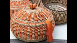 HOW TO HANDMADE PUMPKIN STORAGE BASKET craft handmade weaving [upl. by Aer]