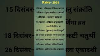 दिसम्बर 2024 का हिंदू कैलेंडर  December 2024 ka calendar दिसंबर2024calendar calendar viralvideo [upl. by Keeton999]