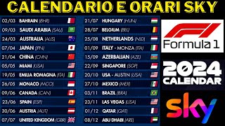 CALENDARIO UFFICIALE F1 2024 FORMULA 1 GARE E ORARI SKY  24 GRAN PREMI GP [upl. by Ogawa896]