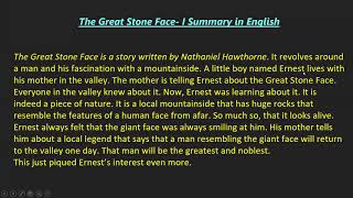 THE GREAT STONE FACE PART 1 CLASS8 ENGLISH [upl. by Leunas401]