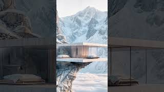 Modern Cabin Over Snow Inside the Stunning Glass Platform on a Mountain Edge nature cabinview [upl. by Lebiralc258]