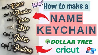 How To Make A Name Keychain  Faux Leather  Offset  Dollar Tree Hack  Cricut  Step by Step [upl. by Oleic]