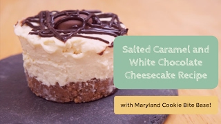 Salted Caramel and White Chocolate Cheese Cake Recipe with Maryland Cookie Bites [upl. by Inhsor787]