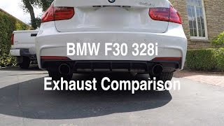 BMW F30 328i Stock exhaust vs Muffler Delete [upl. by Micheil]