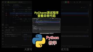 PyCharm调试程序 查看异常代码 python tutorial python python教学 python编程 python入门 coding 基础代码 [upl. by Asert]