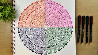 Colourful Mandala Art  4 Colour Mandala Painting  Mandala for Beginners [upl. by Gore747]