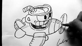 Como Desenhar o Cuphead no Avião  How to Draw Airplane Cuphead  OLD CARTOON 11 [upl. by Pietra]