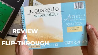 Review and flip through Fabriano Artistico Watercolor Sketchbook 100 cotton [upl. by Magena]