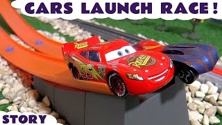 FAMOUS CARS Race Track Miss Fritter Racing vs Lightning McQueen Storm amp Ramirez PART 16 [upl. by Elka]