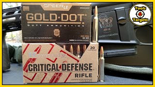 AR15 Critical Defense vs Gold Dot223 Ammo Ballistic Gel Test [upl. by Winnifred]