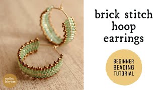 Brick Stitch Hoop Earring Tutorial  Circular Brick Stitch Beginning Beading Tutorial [upl. by Aical432]