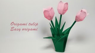 How to Make an Easy Origami Tulip Step by Step  Origami with Josie [upl. by Naened518]