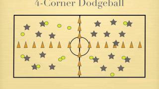 Physical Education Games  4Corner Dodgeball [upl. by Hopper534]