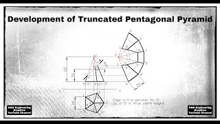 Development of truncated pentagonal pyramid  Development of Surface  Engineering Drawing [upl. by Allina76]