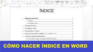 CÓMO HACER UN ÍNDICE EN WORD [upl. by Arnuad167]