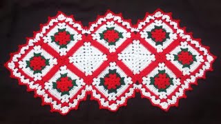 crochet table runner table mat table clothcrochetdesigner1606 [upl. by Aidni]