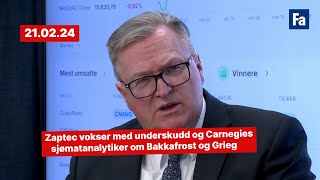 Zaptec vokser med underskudd og Carnegies sjømatanalytiker om Bakkafrost og Grieg [upl. by Rrats]