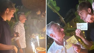 Paolo Bonolis festeggia il compleanno con il figlio Davide e tanti amici [upl. by Lletnwahs]