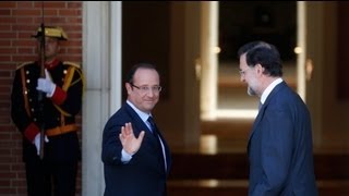 Hollande y Rajoy defienden la irreversibilidad del euro [upl. by Drofwarc496]