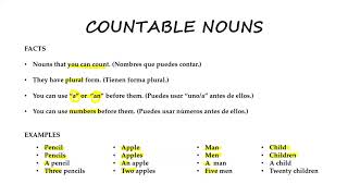 Los nombres contables e incontables en inglés  Countable and uncountable nouns [upl. by Anjanette]