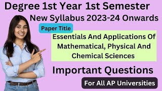 Degree 1st sem imp questions essentialsampapplicationsofmathphyampchemsciences newsyllabus2023 [upl. by Farand]