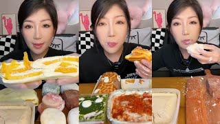 Asmr Crepe CakeMochiMatcha CakeRoll CakeLayer Cream CakeEating Container Cake🍰Mukbang [upl. by Nosnor]