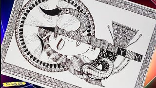 Doodle mandala art of lord Shiva for meditation Creative Shiva Drawing MANDALA LacraftsVilla [upl. by Ridgley12]