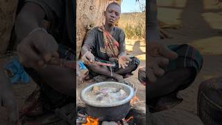 Wow ‼️😋 The Soup is ready This mamas awaits for breakfast hadzabetribe villagelife food [upl. by Sianna]