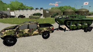 Delivering tanks to secret army base  Farming Simulator 22 [upl. by Nnaeel]